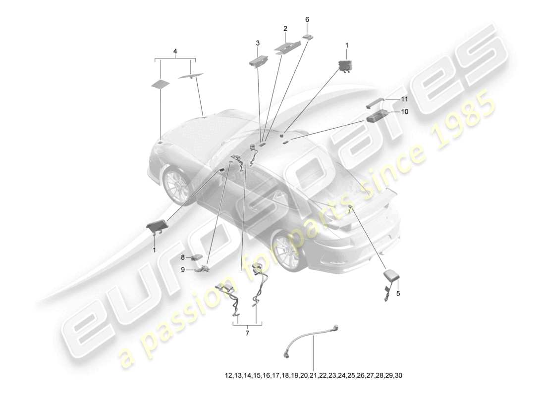 VIEW PARTS DIAGRAMS FROM THE PORSCHE 991 PARTS CATALOGUE a part diagram from the porsche 991 parts catalogue