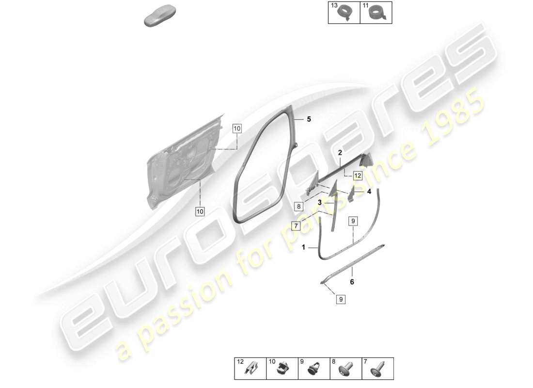 porsche 2025 (taycan 9j1-2) door seal front accessories parts diagram