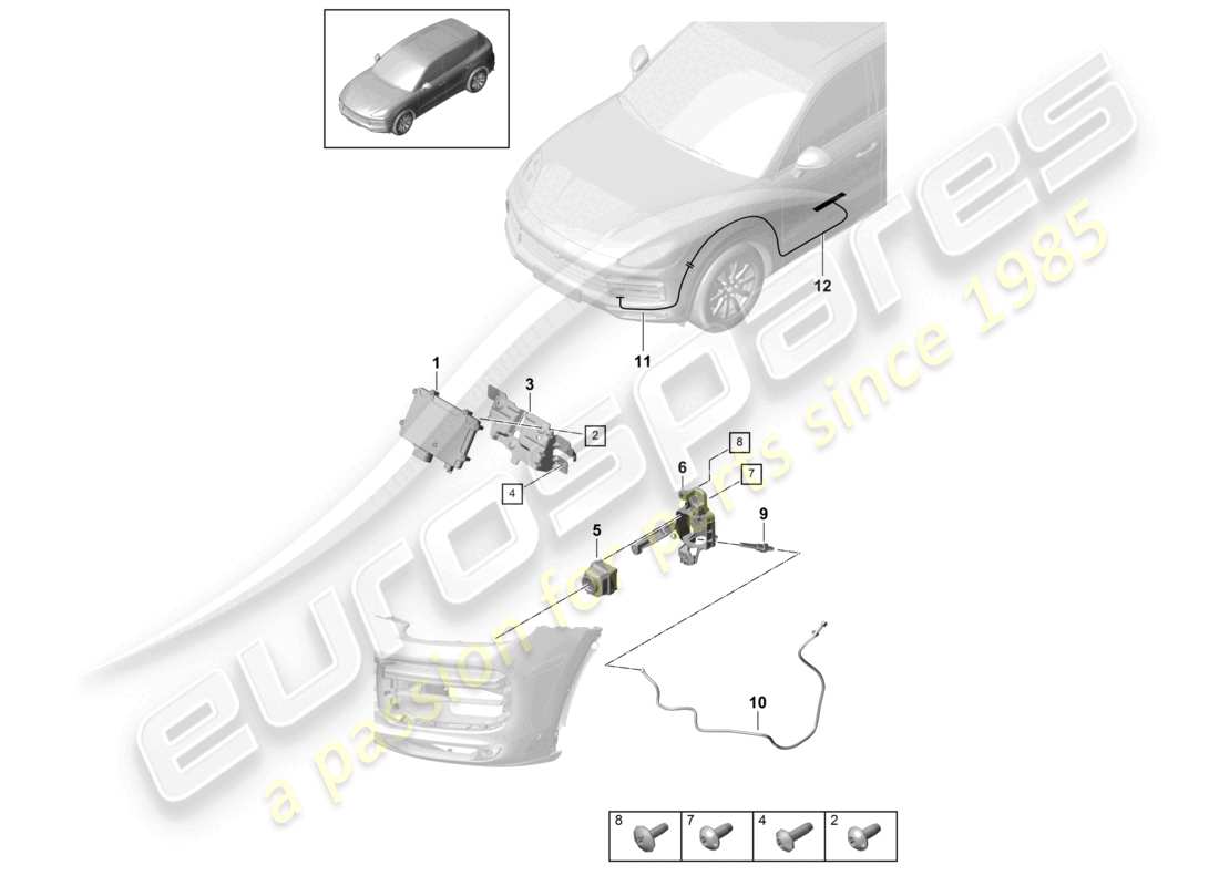 porsche 2022 (cayenne e3 9ya/9yb) individual parts for vehicles with night vision system part diagram