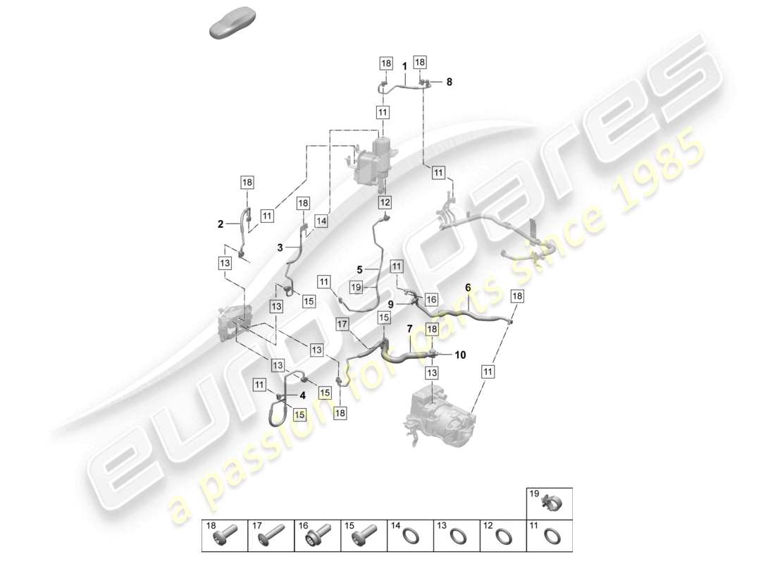 porsche 2025 (taycan 9j1-2) air conditioning refrigerant line part diagram
