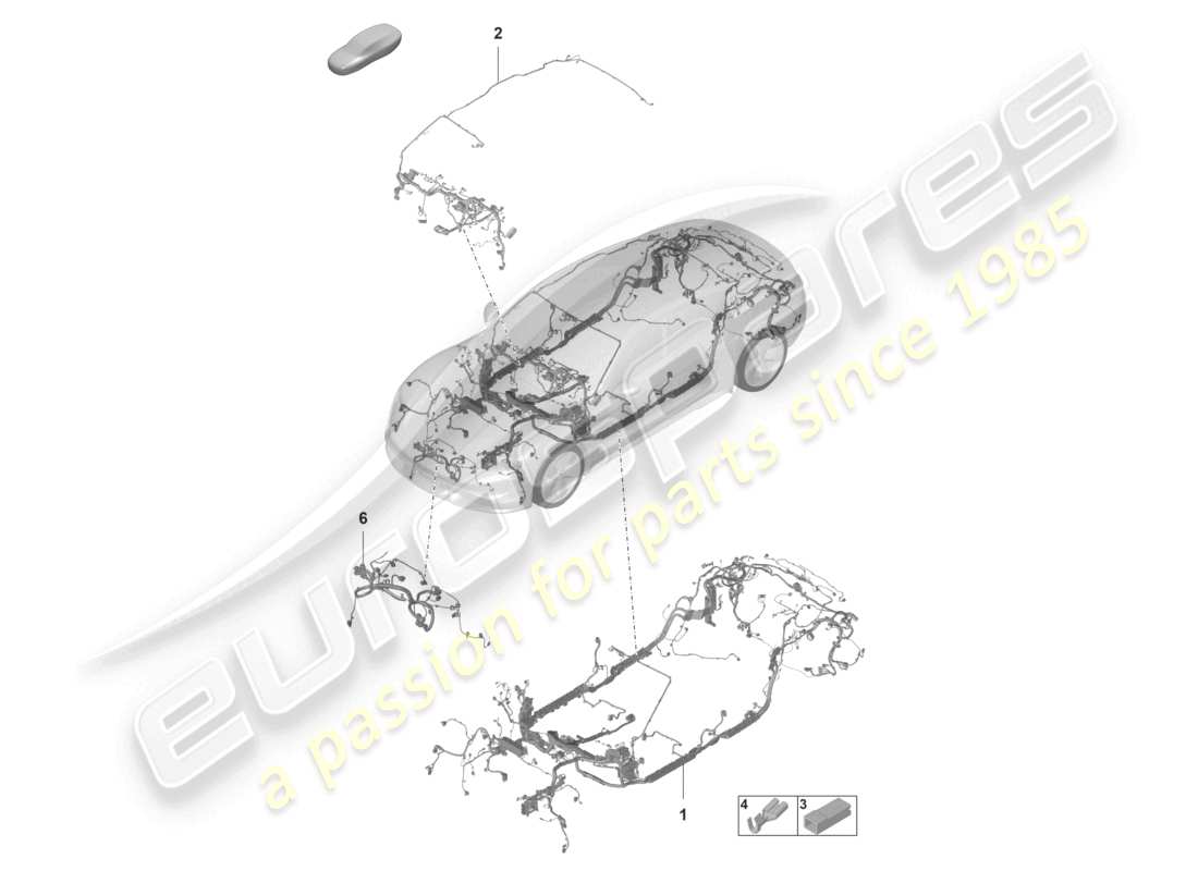 porsche 2021 (taycan 9j1-1) wire set passenger compartment dashboard part diagram