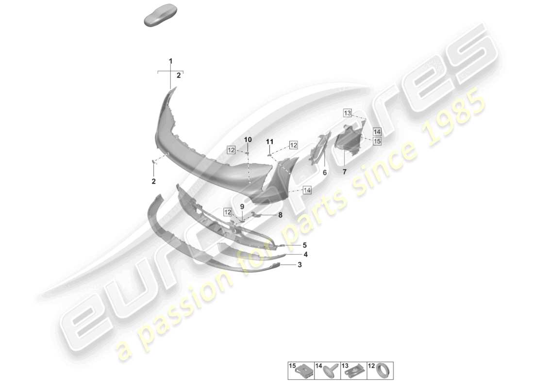 porsche 2021 (taycan 9j1-1) bumper front sport design package part diagram