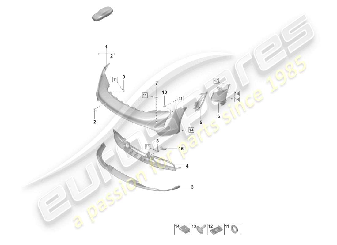 porsche 2021 (taycan 9j1-1) bumper front for equipment variant: basic part diagram