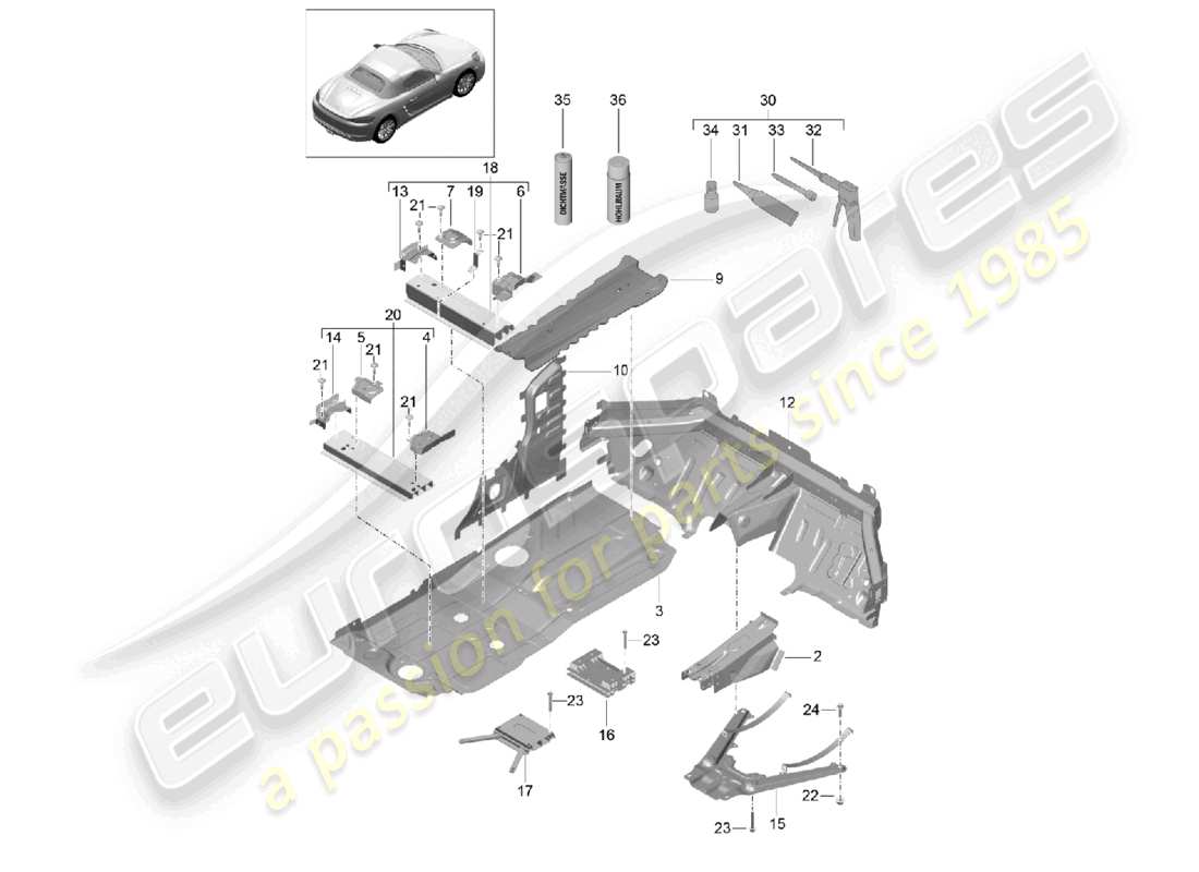 a part diagram from the porsche 2022 (718 boxster) parts catalogue
