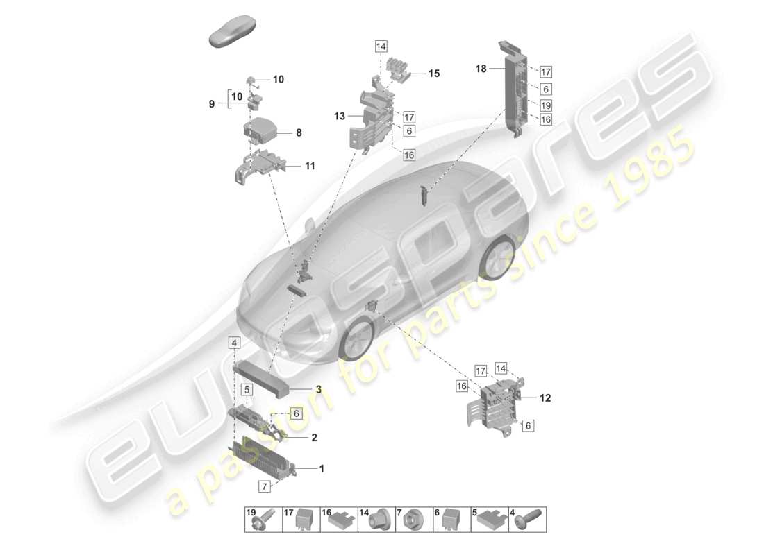 porsche 2022 (taycan 9j1-1) central electrics part diagram