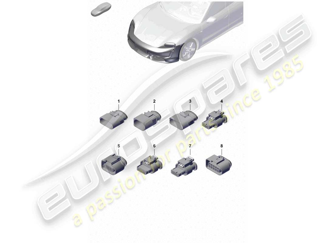 porsche 2021 (taycan 9j1-1) connector housing front for bumper and lighting part diagram