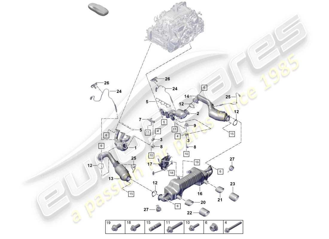 VIEW PARTS DIAGRAMS FROM THE PORSCHE CAYMAN PARTS CATALOGUE a part diagram from the porsche cayman parts catalogue
