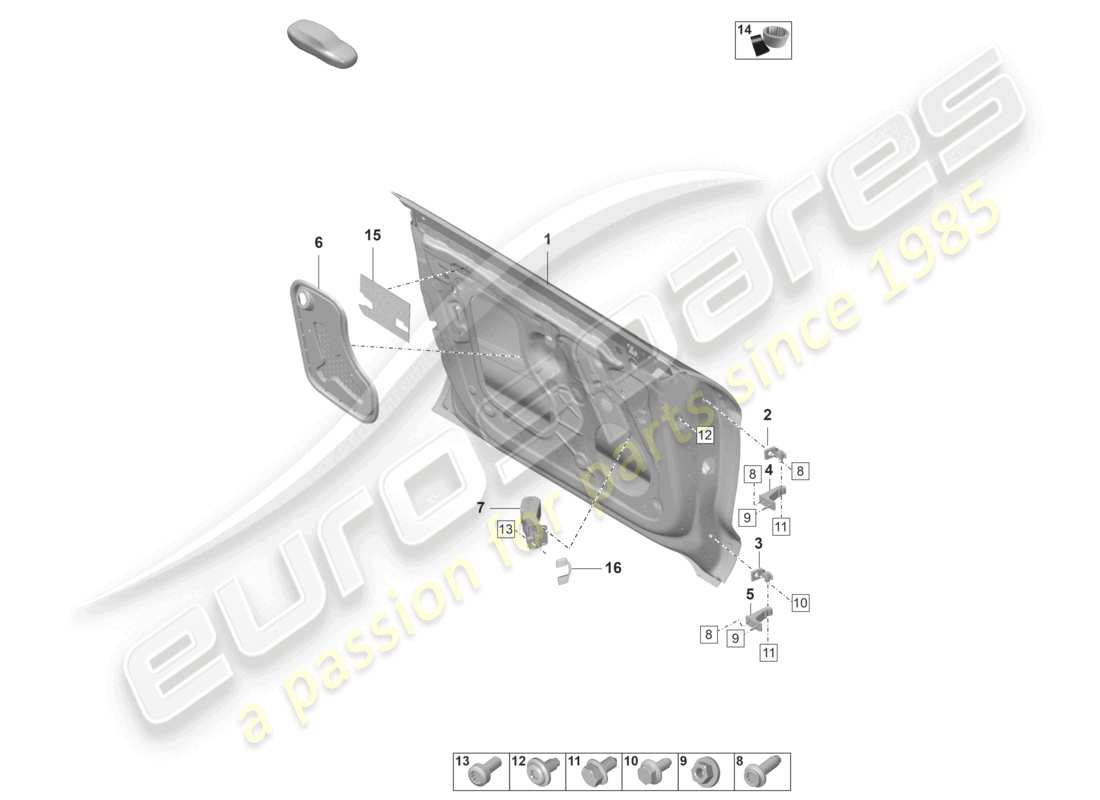 porsche 2020 (taycan 9j1-1) door shell front part diagram