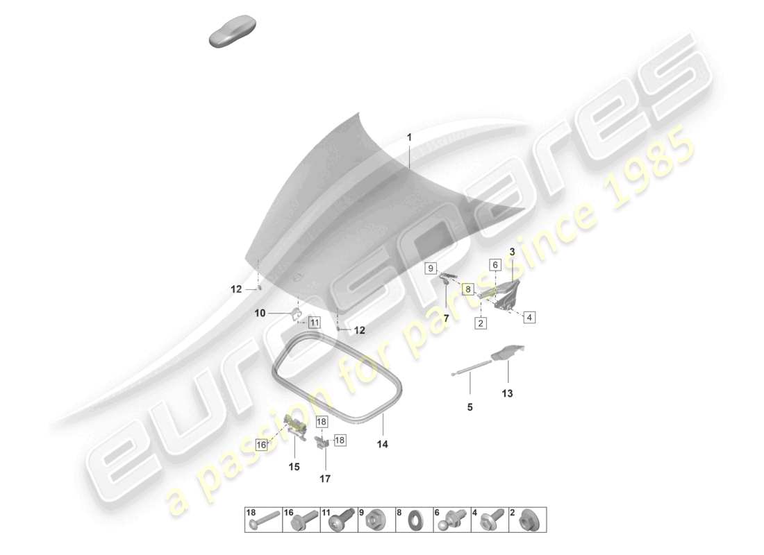 porsche 2021 (taycan 9j1-1) cover front part diagram