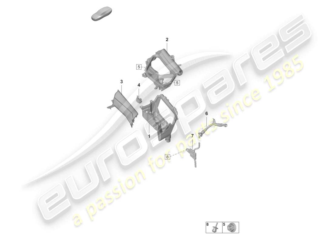 porsche 2021 (taycan 9j1-1) air con./heating/aux. heater fresh air intake water box part diagram