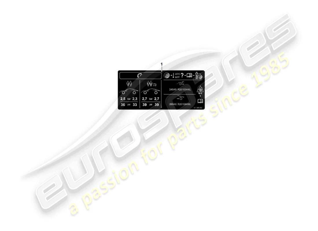 porsche 2021 (taycan 9j1-1) data plate for tyre pressure d - 11.08.2021>> part diagram