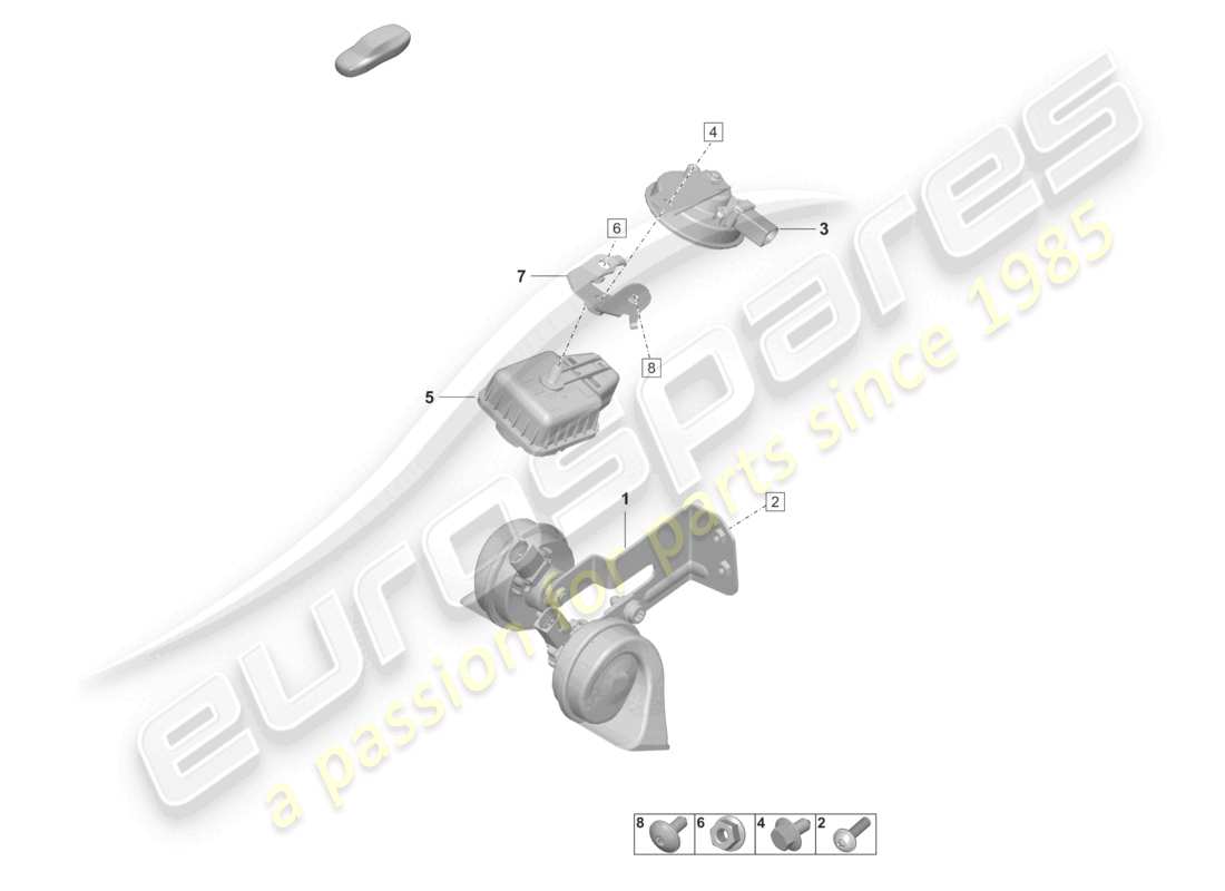 porsche 2021 (taycan 9j1-1) fanfare signal horn alarm system part diagram