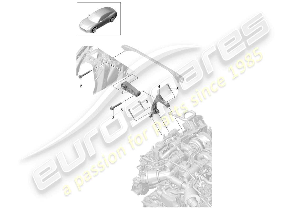 porsche 2021 (panamera 971-1) engine lifting tackle engine support parts diagram