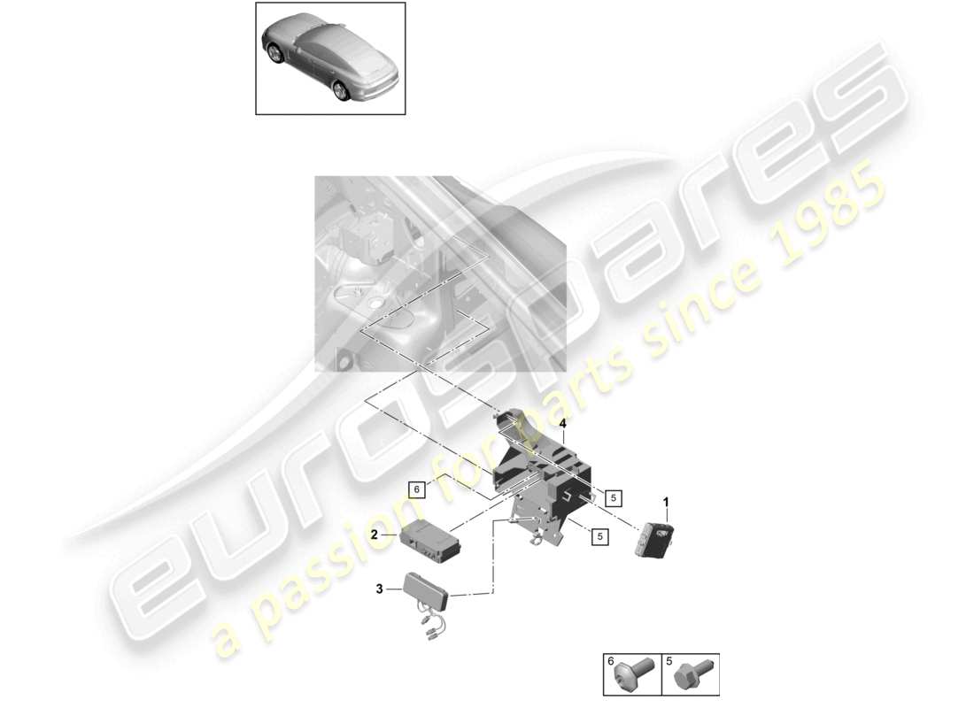 porsche 2021 (panamera 971-1) control unit for real time monitoring (rtm) and aerial part diagram