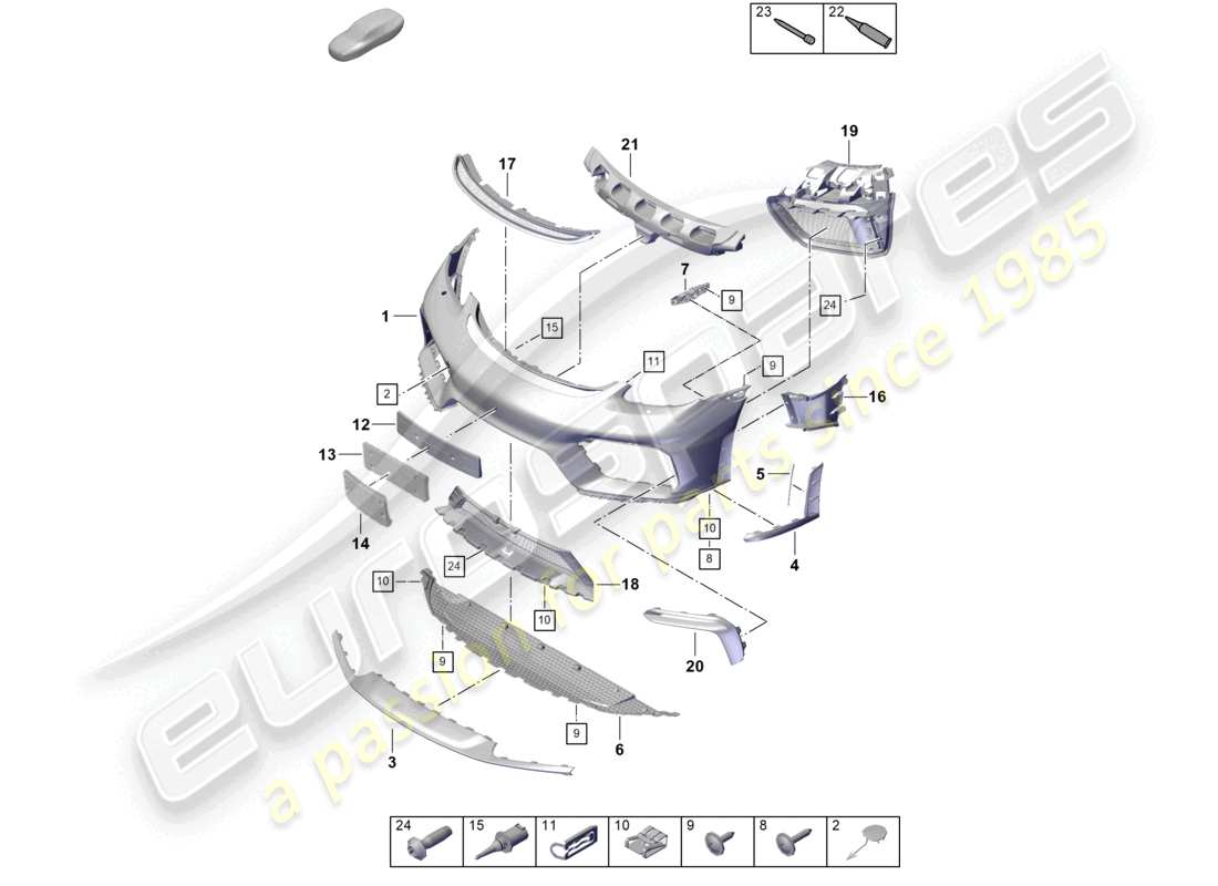 porsche 2024 (718 boxster spyder) bumper front part diagram