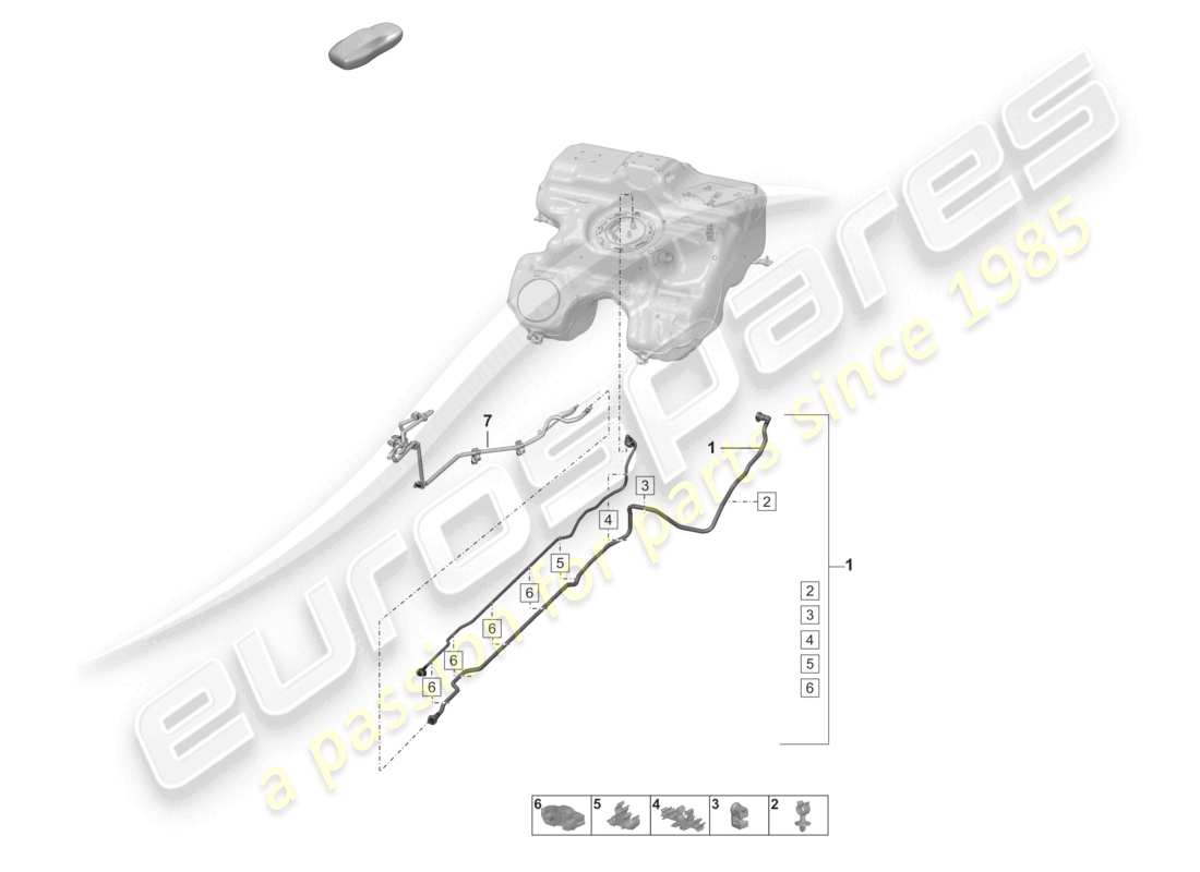 porsche 2022 (992-1 gt3/rs/st) fuel line front part diagram