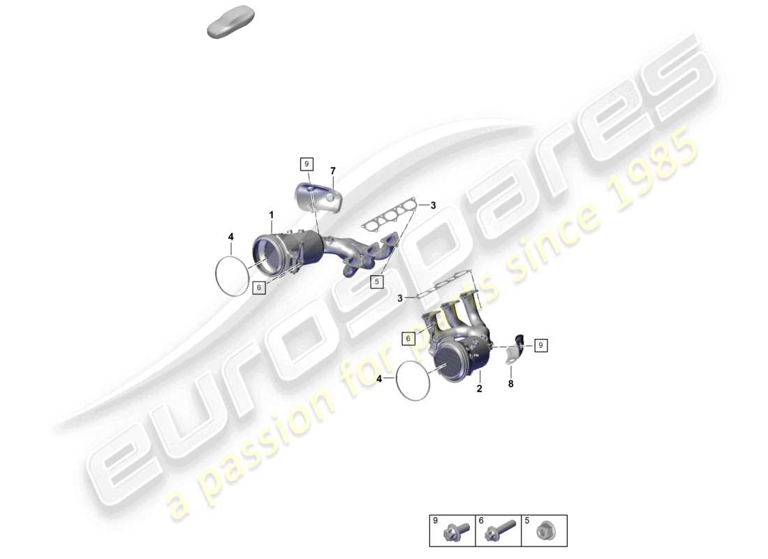 porsche 2021 (992-1 gt3/rs/st) exhaust manifolds part diagram