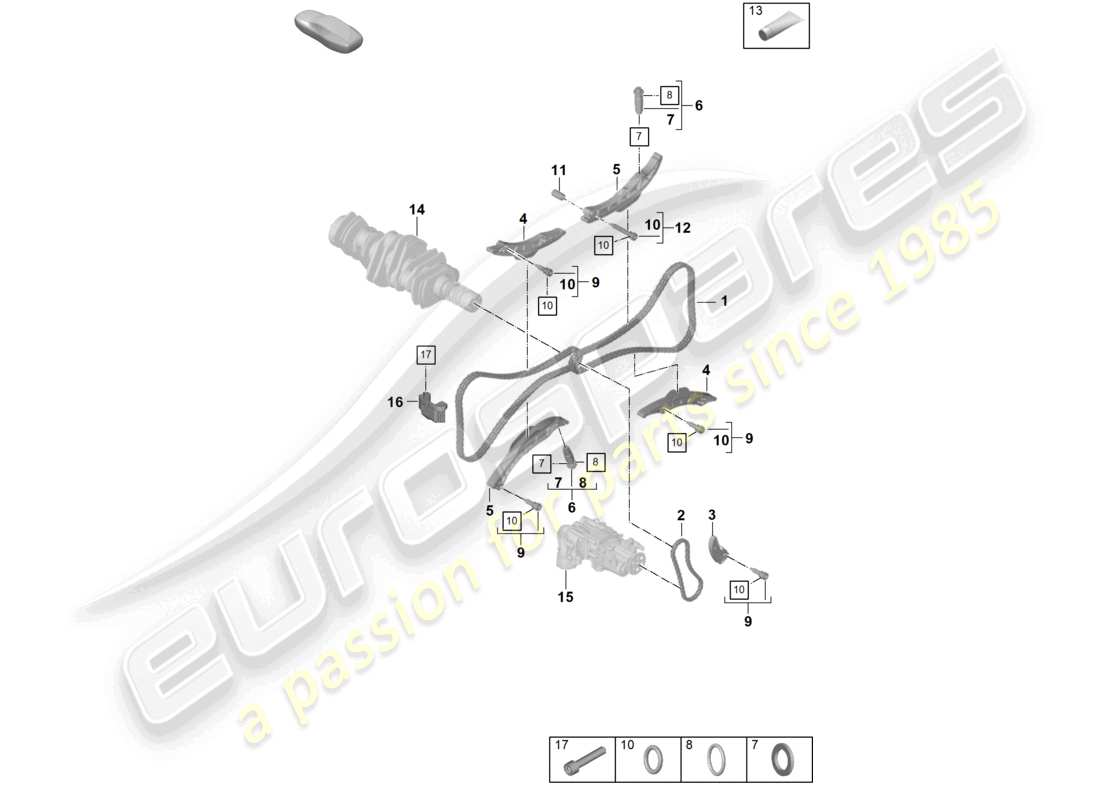 porsche 2022 (992-1 gt3/rs/st) chain tensioner timing chain part diagram