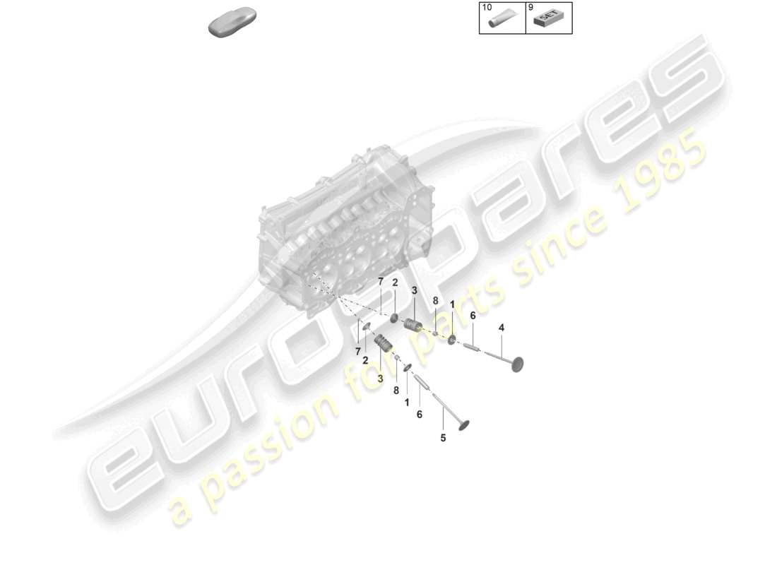 porsche 2022 (992-1 gt3/rs/st) cylinder head individual parts valve part diagram