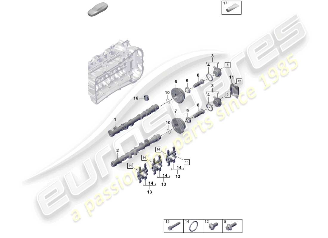 porsche 2022 (992-1 gt3/rs/st) camshaft camshaft adjuster unit part diagram