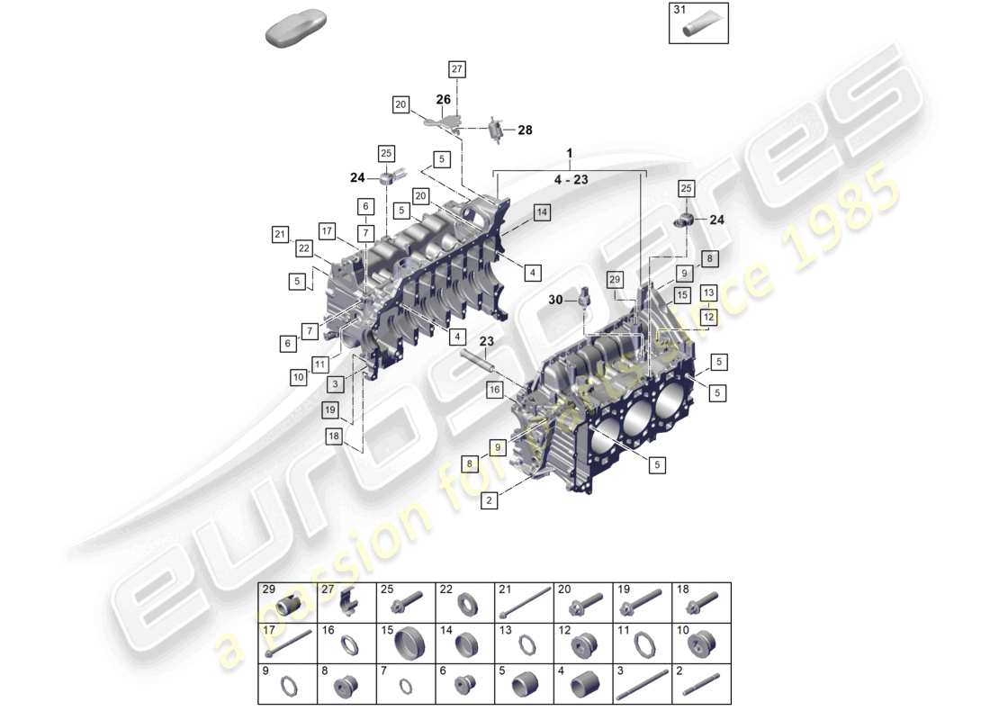 porsche 2024 (992-2 gt3/rs/st) crankcase housing part diagram
