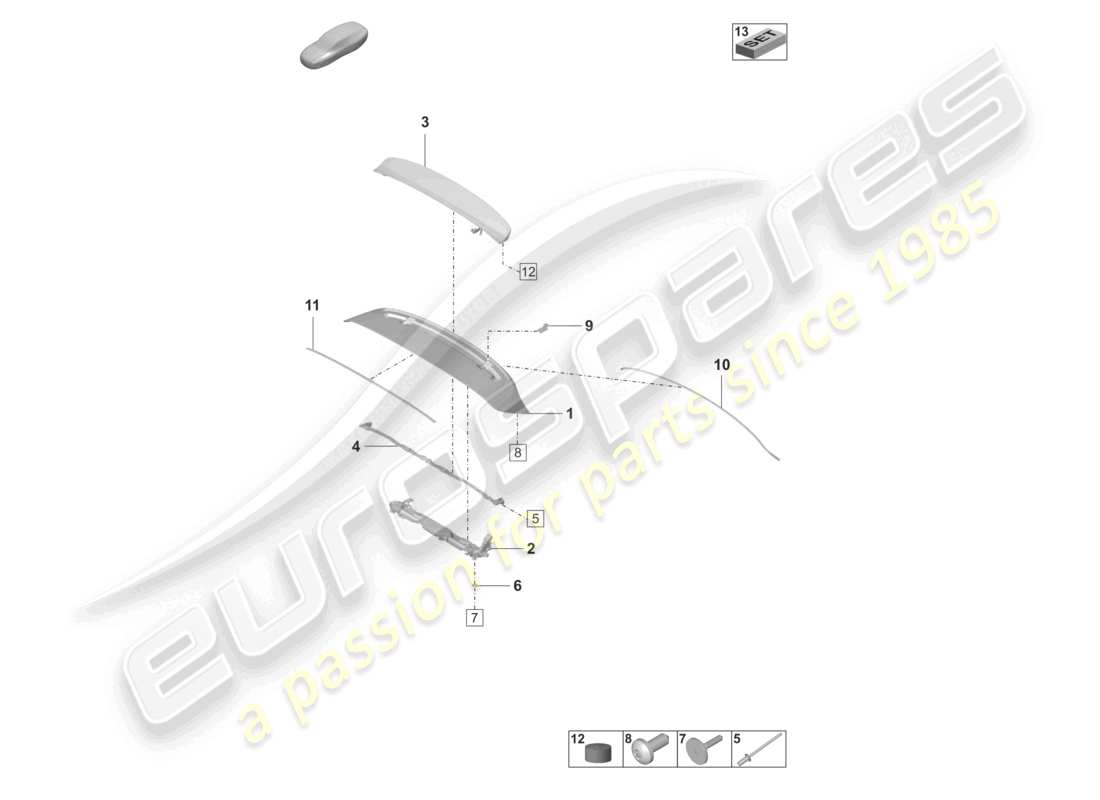 porsche 2021 (panamera 971-2) rear spoiler part diagram