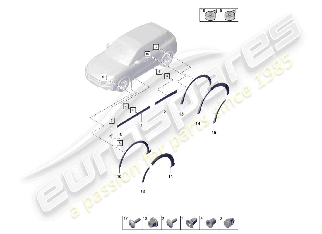 VIEW PARTS DIAGRAMS FROM THE PORSCHE CAYENNE PARTS CATALOGUE a part diagram from the porsche cayenne parts catalogue