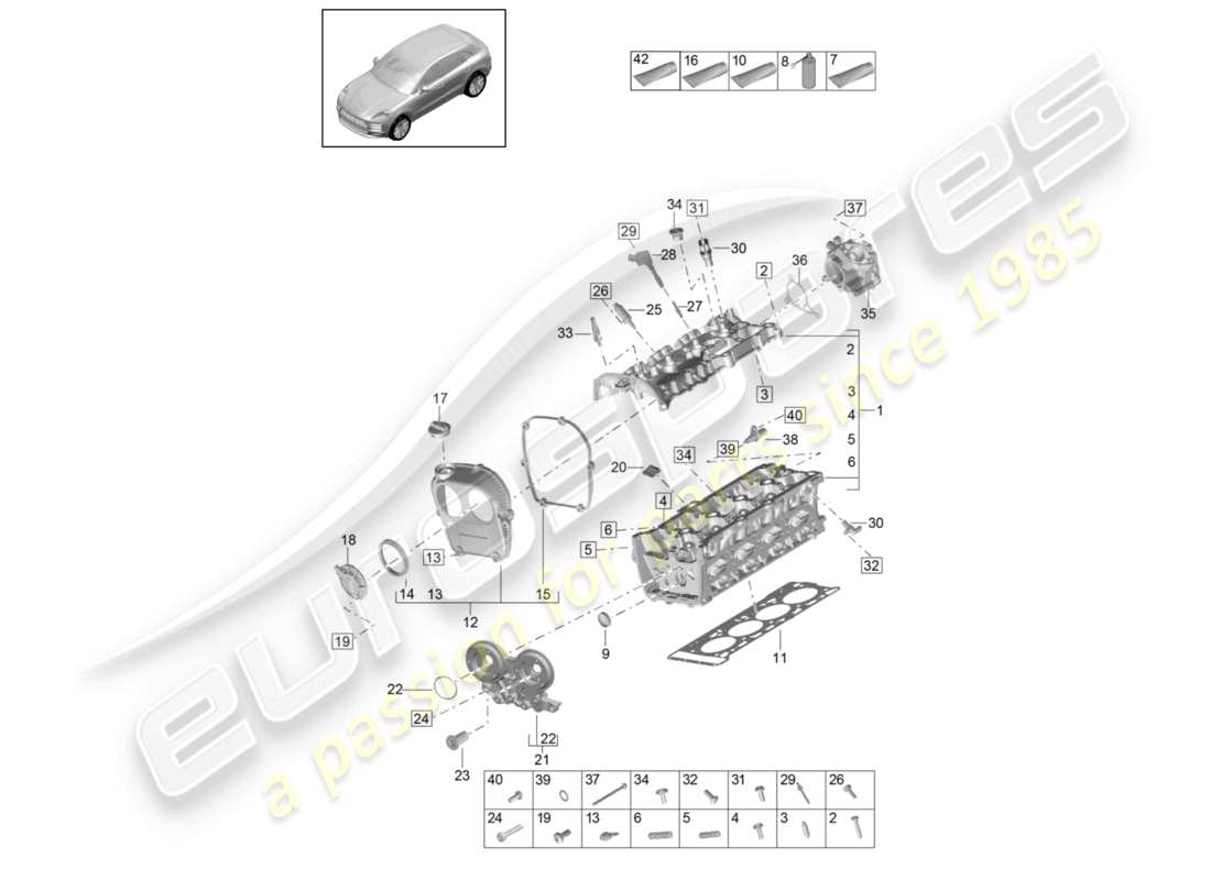 porsche 2021 (macan) cylinder head part diagram