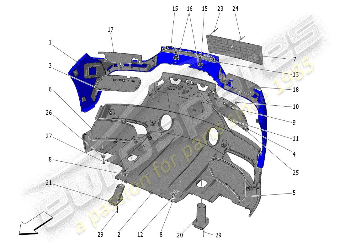 maserati mc20 (2024) rear bumper part diagram