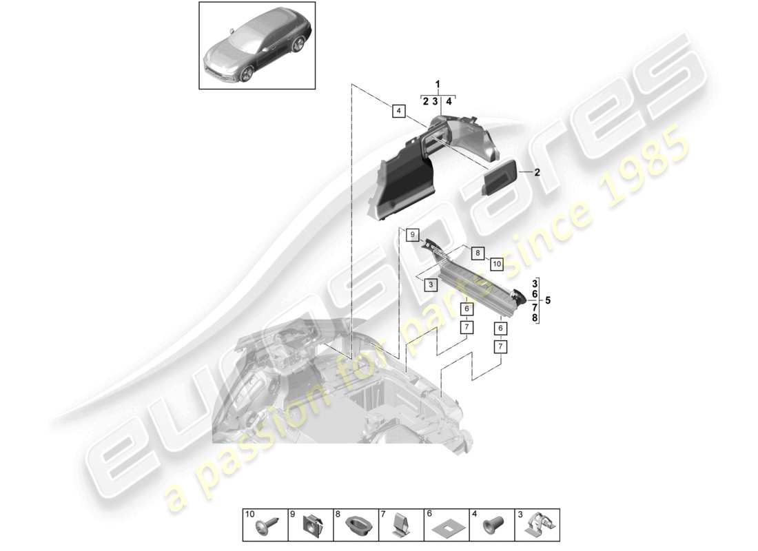 VIEW PARTS DIAGRAMS FROM THE PORSCHE PANAMERA PARTS CATALOGUE a part diagram from the porsche panamera parts catalogue