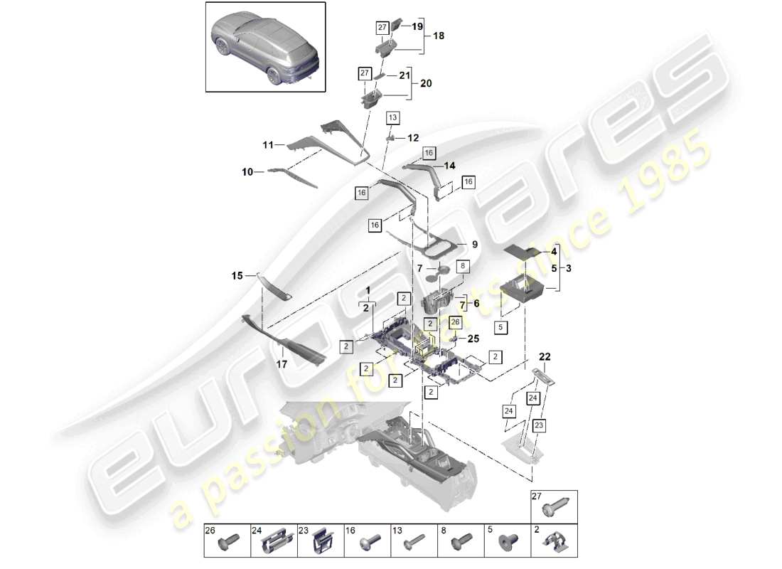 VIEW PARTS DIAGRAMS FROM THE PORSCHE CAYENNE PARTS CATALOGUE a part diagram from the porsche cayenne parts catalogue