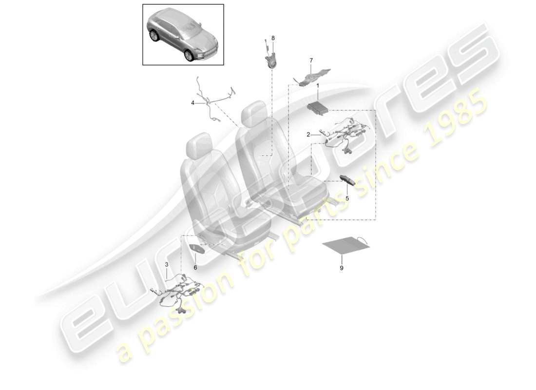 VIEW PARTS DIAGRAMS FROM THE PORSCHE MACAN PARTS CATALOGUE a part diagram from the porsche macan parts catalogue