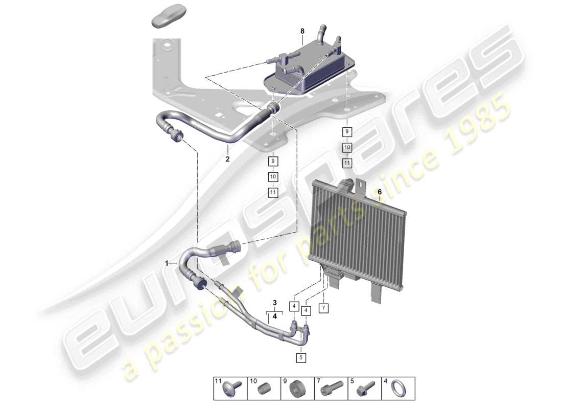 porsche 2025 (panamera 976) cooling system for gear oil part diagram