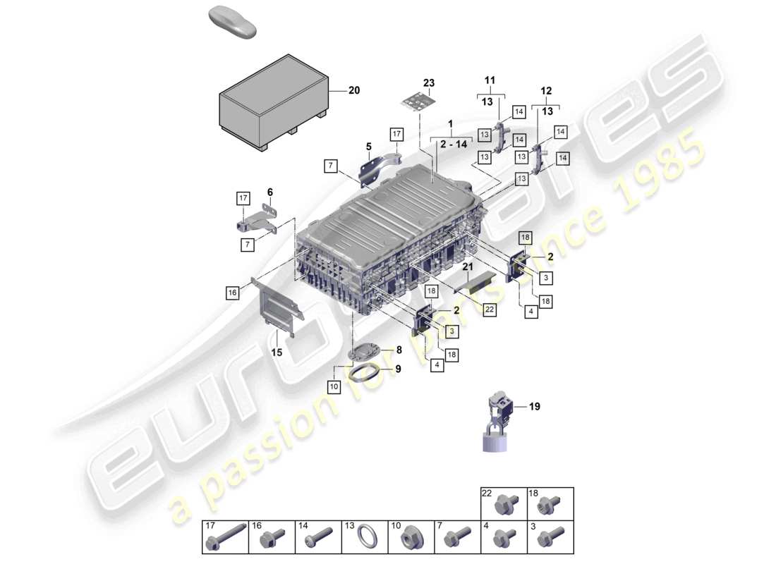 porsche 2026 (cayenne e3 pa) hybrid battery parts diagram