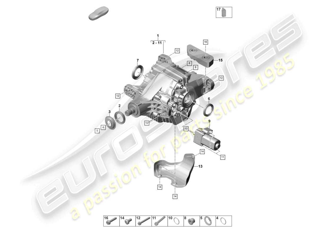 porsche 2026 (panamera 976) rear axle differential part diagram