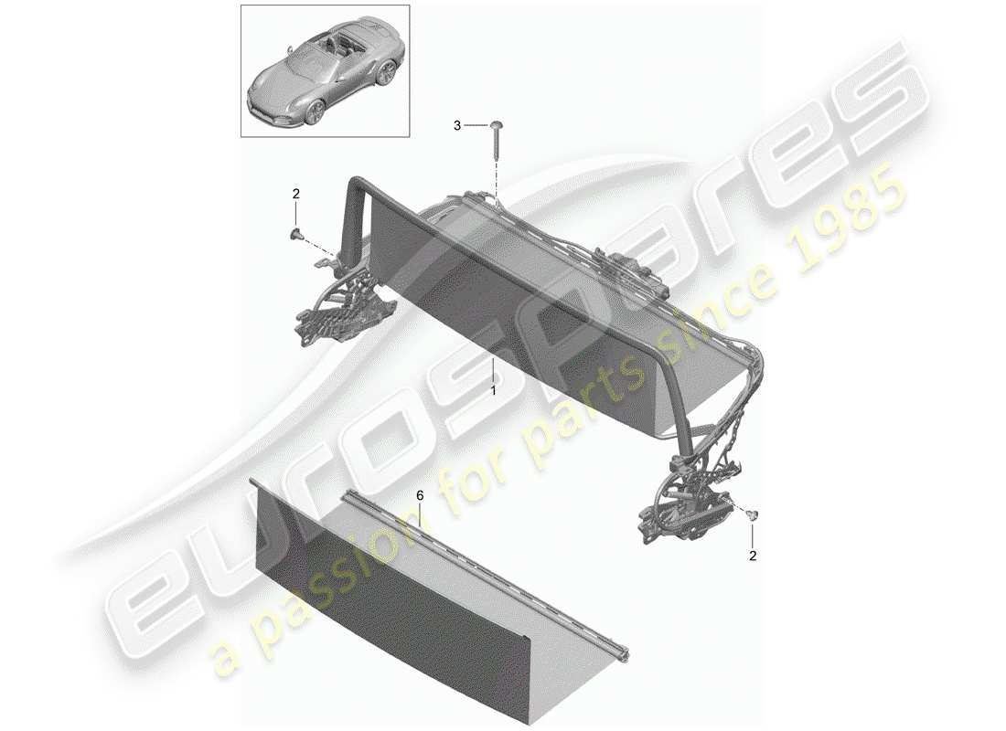 porsche 2018 (991-2 turbo) windscreen part diagram