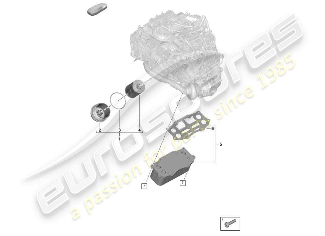 porsche 2024 (992-2) oil filter oil cooler part diagram
