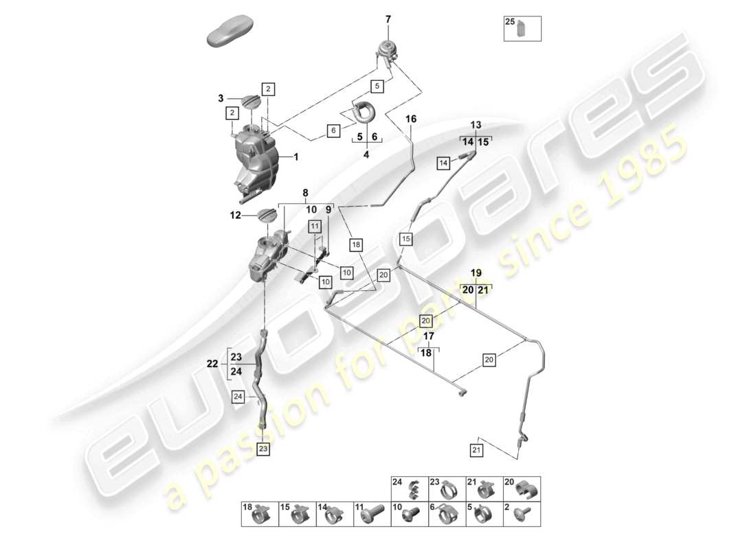 porsche 2023 (panamera 971-2) coolant cooling system coolant expansion tank breather line for vehicles with hybrid drive part diagram