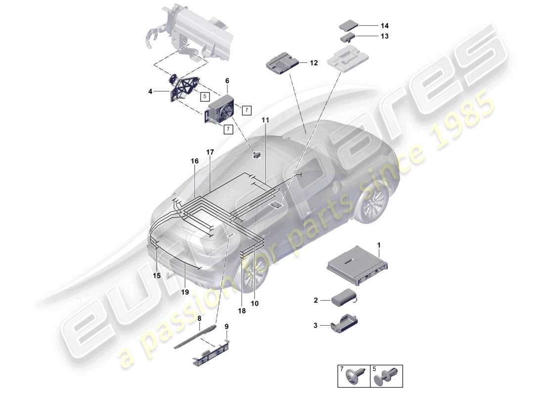 porsche 2026 (cayenne e3 pa) for models with telephone and emergency call part diagram