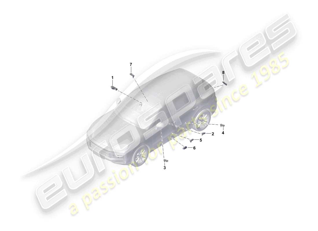 porsche 2026 (cayenne e3 pa) interior lighting exterior mirror door warning light light part diagram