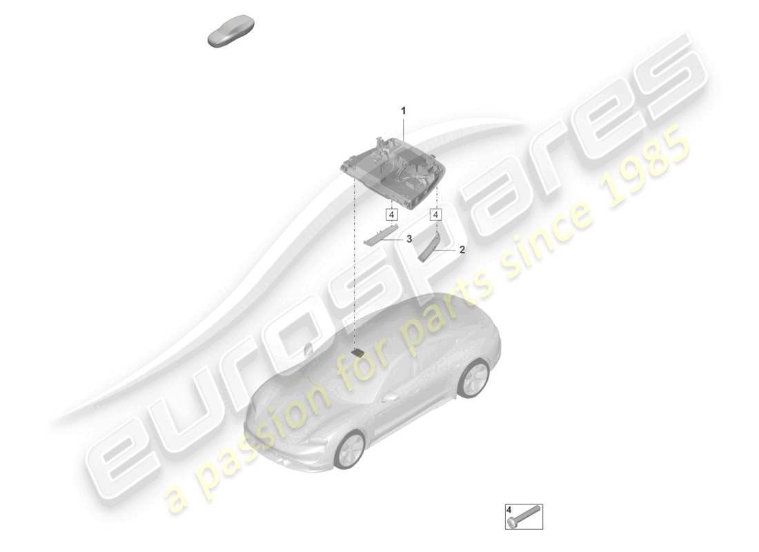 porsche 2021 (taycan 9j1-1) roof console part diagram