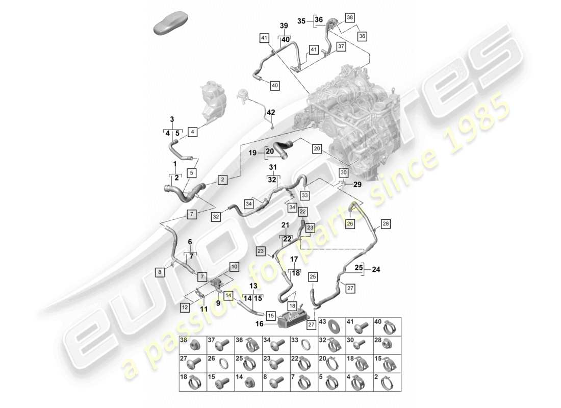 porsche 2023 (panamera 971-2) coolant cooling system for vehicles with hybrid drive part diagram