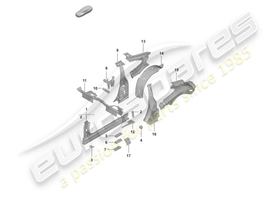 porsche 2022 (992-1) sill inner side part coupe part diagram
