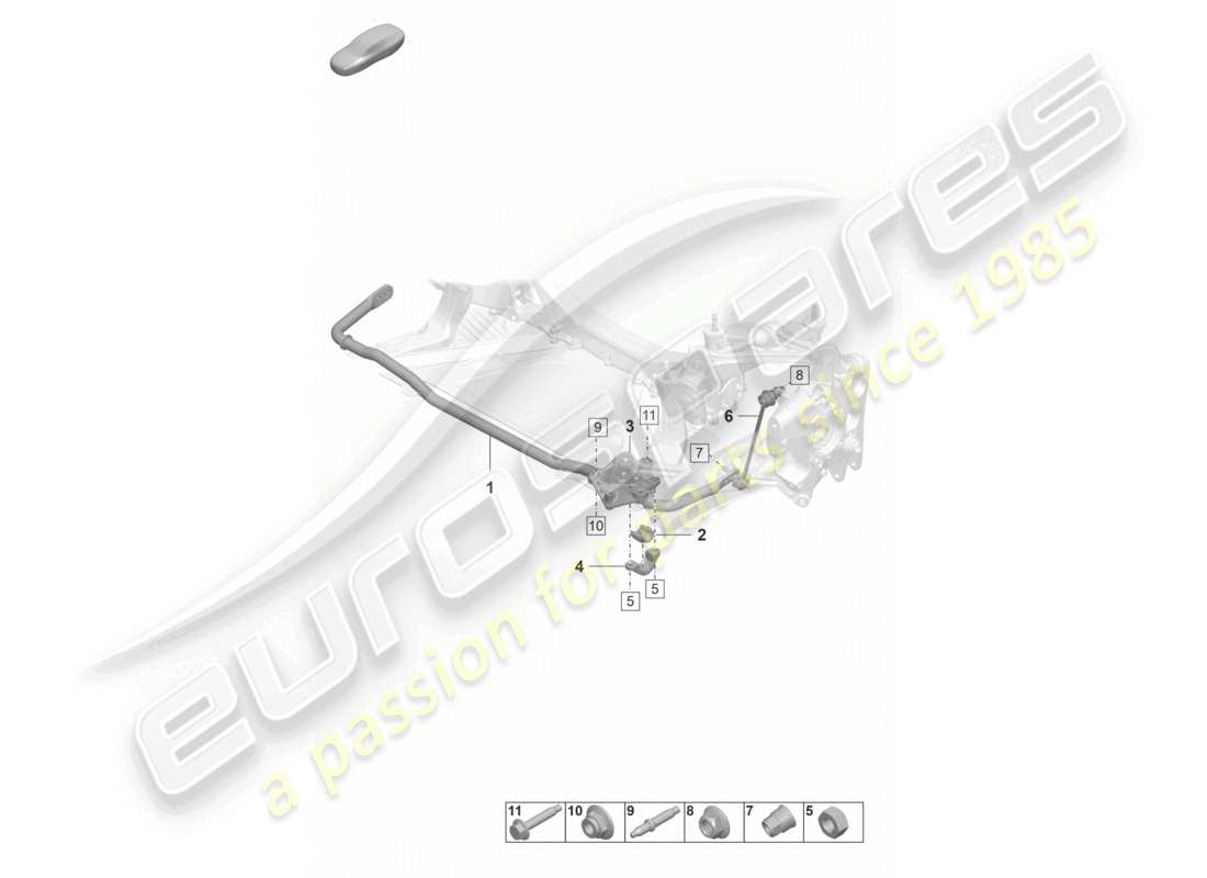 porsche 2025 (992-2 gt3/rs/st) anti-roll bar coupling rod part diagram