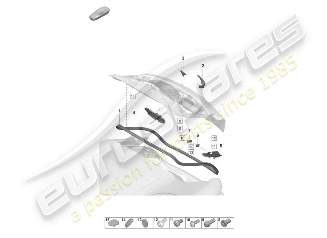 porsche 2022 (panamera 971-2) gaskets noise insulation rear lid part diagram