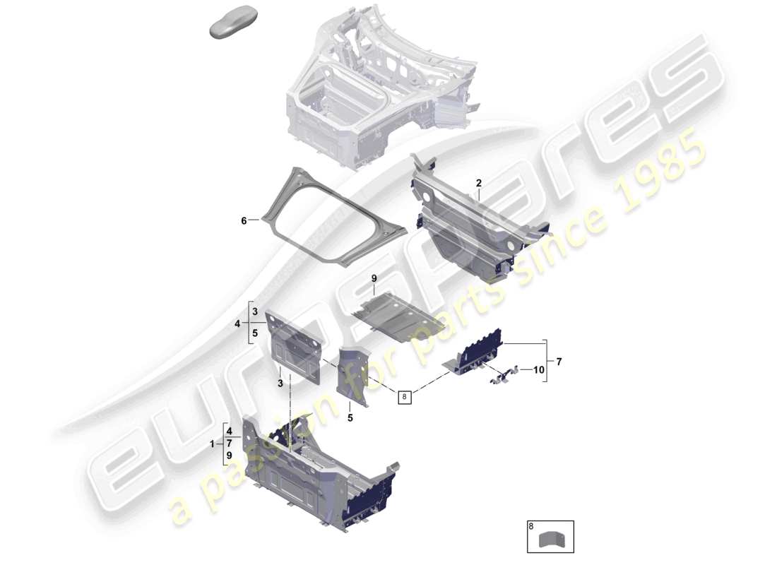 porsche 2025 (992-2 gt3) front end boot floor plate individual parts part diagram