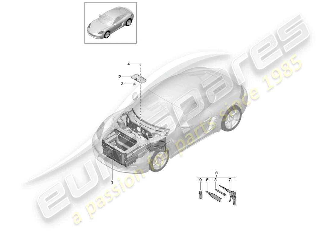 porsche 2026 (718 cayman) front end (complete) part diagram