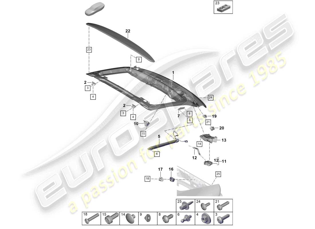 porsche 2025 (panamera 976) cover rear rear lid part diagram