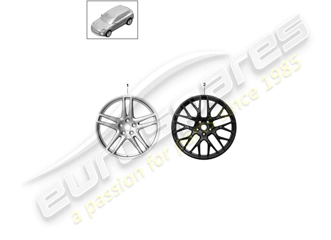 porsche 2021 (macan) alloy wheel 20 part diagram