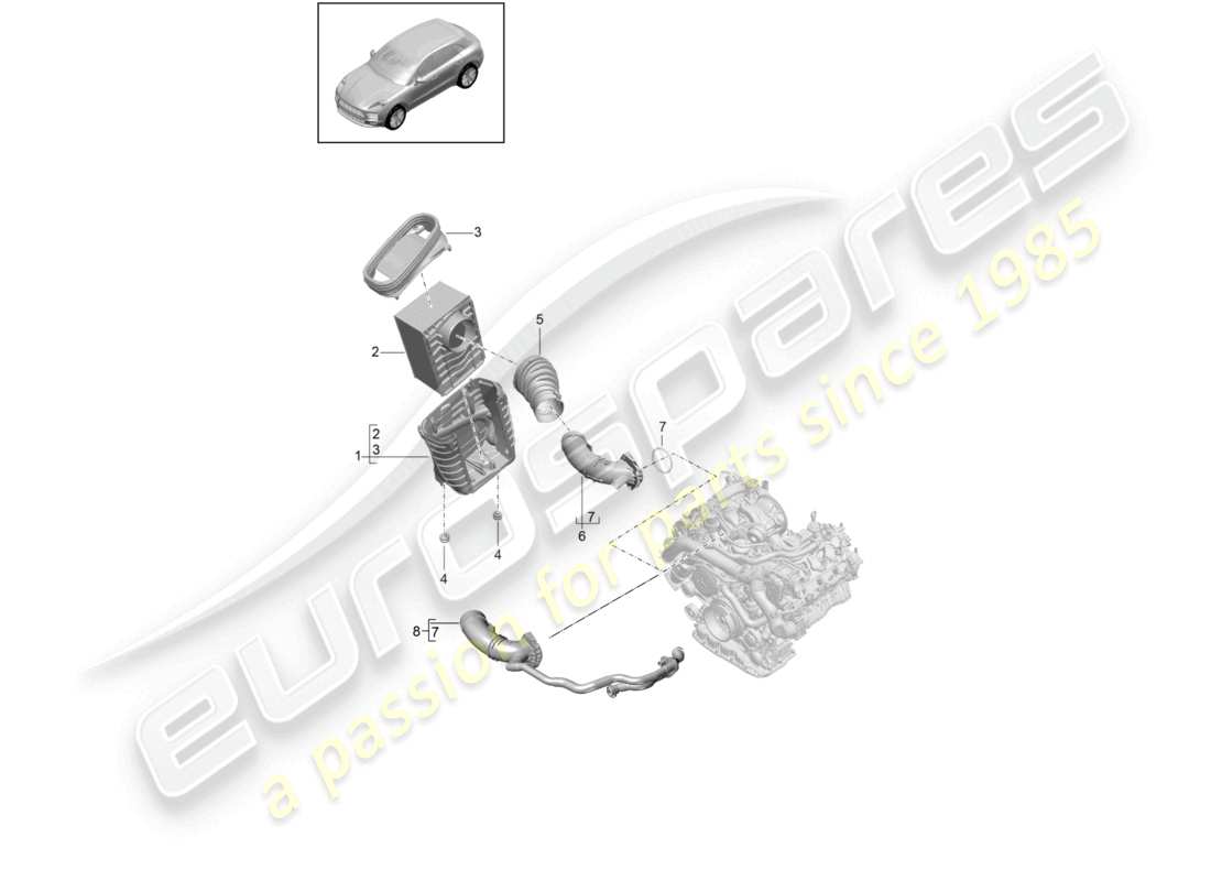 porsche 2021 (macan) air filter element air filter housing part diagram